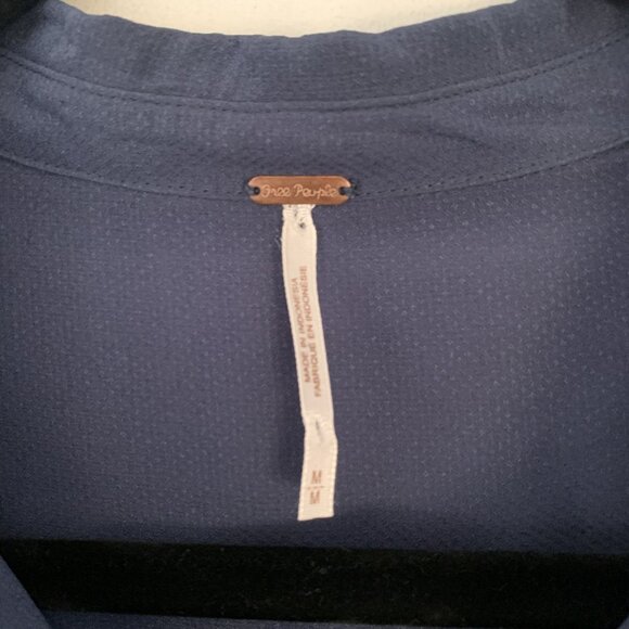 Free People Long Sleeve Button-Up Sheer Blouse Size M Blue Western - Picture 3 of 7